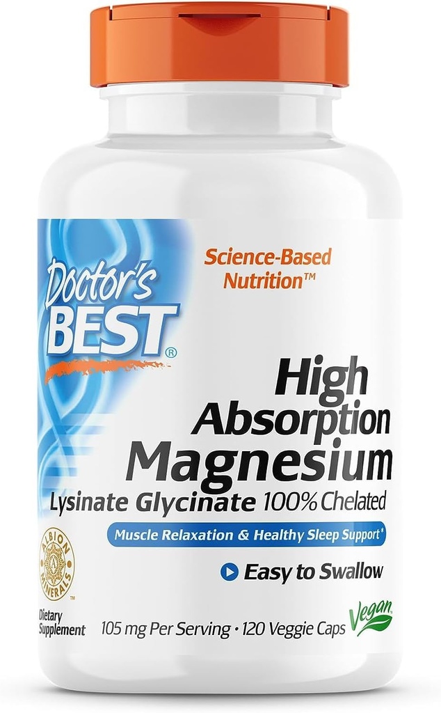 医生最佳高吸收性镁 甘油酸盐 100% Chelated, Non-GMO, Vegan, 120 Veggie Capsule (Pack of 1)
