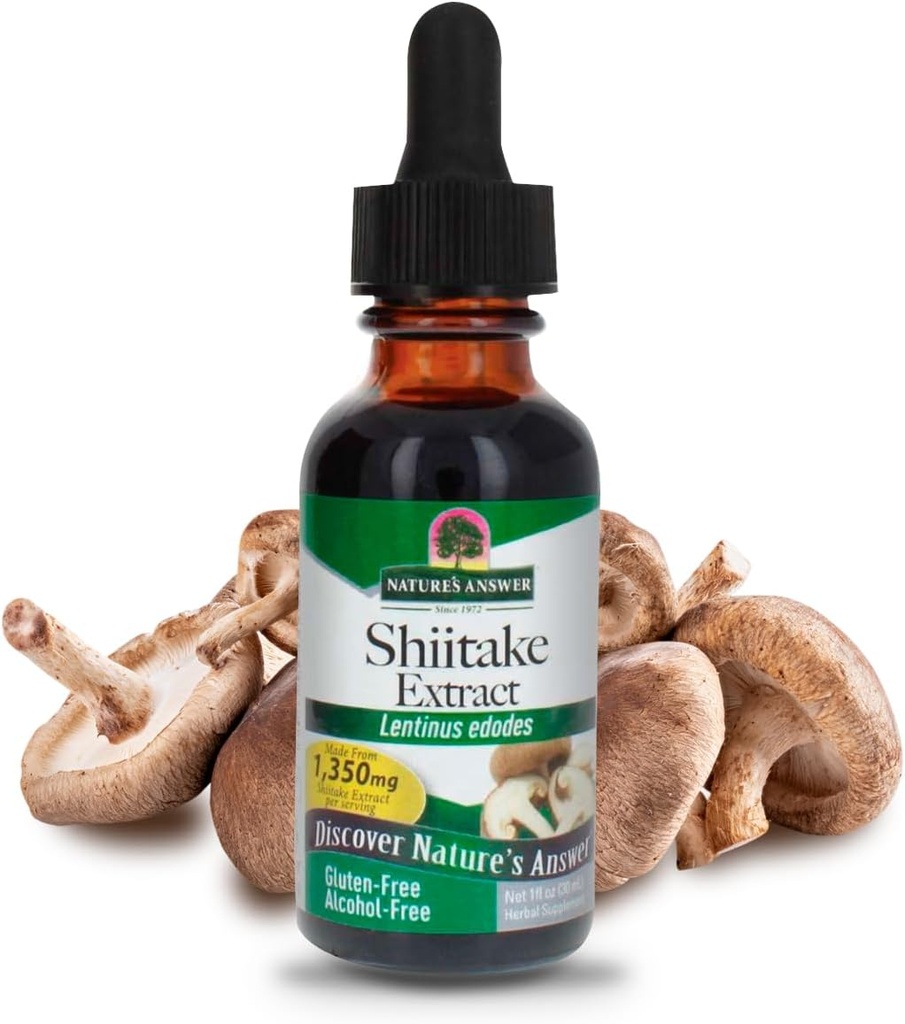 大自然的回答 Shiitake Mushroom 提取无酒精 1 Fluid Ounce 支持健康与健康