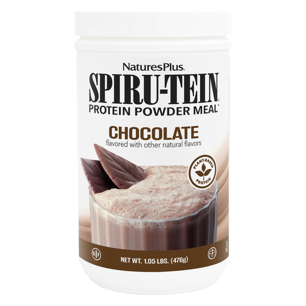 Natures Plus SPIRU-TEIN,巧克力 - 1.05 lb - 植物蛋白摇晃 - 非GMO,蔬菜,Gluten Free - 17 总服务量