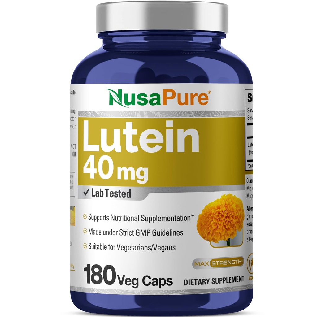 NusasPure Lutein 40mg 180 Veggie Capsules (非GMO, Vegan) (非GMO, Vegan)