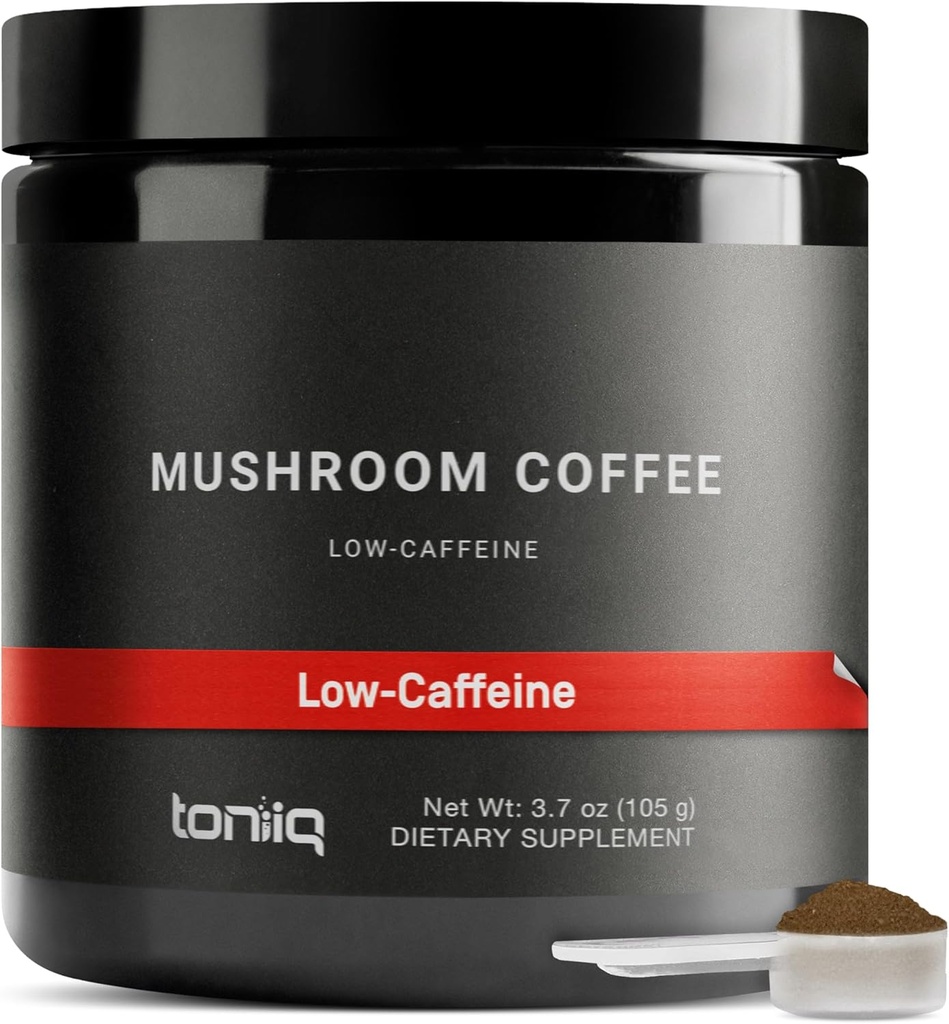 Toniiq 低咖啡因蘑菇咖啡 - Ultra high potency 10:1 集中抽取 - 哥伦比亚源头豆,配有10个蘑菇混合,狮子的马内和科迪塞普斯 - 功能咖啡替代品