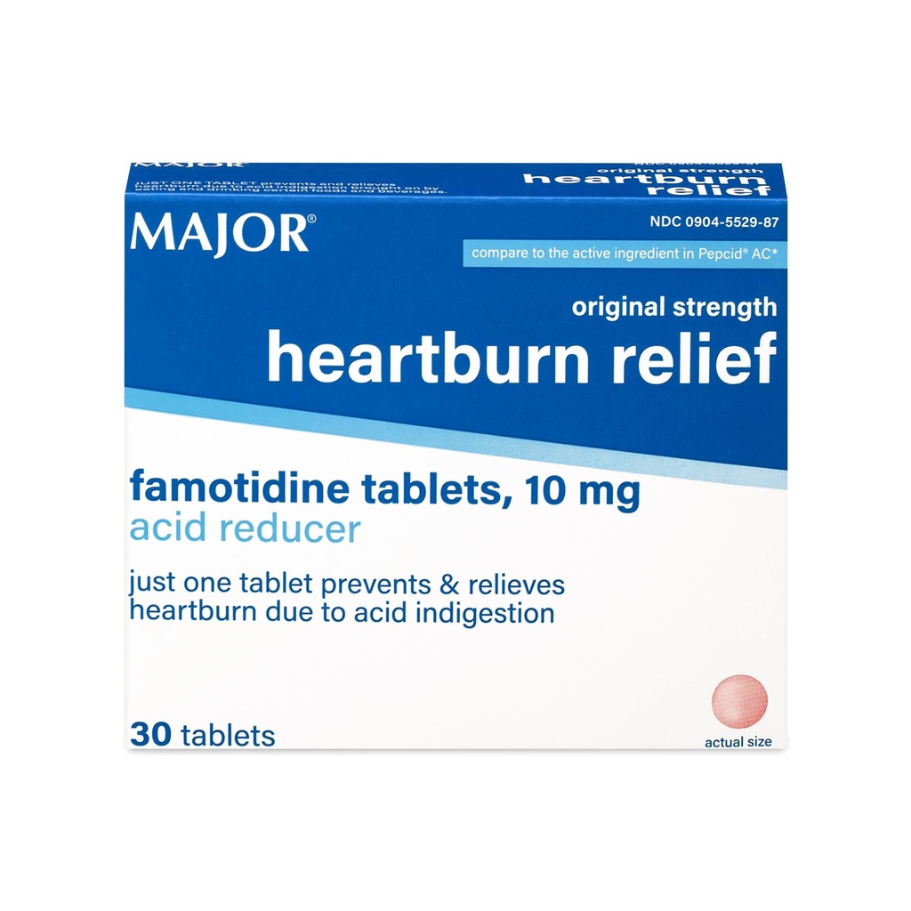 主要JOR 原创强度心脏烧伤救济 - Famotidine 片, 10 mg - 减酸剂 - 30 片 (1-Pack)