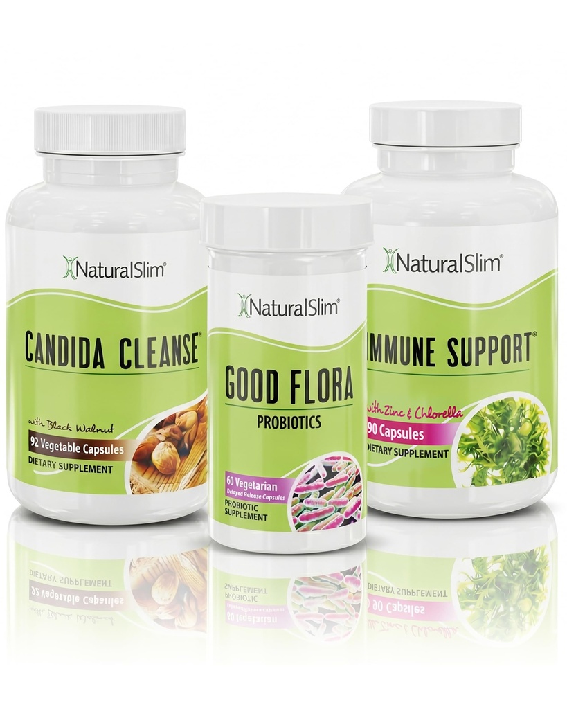 NaturalSlim Candispetic Kit -Advanced Candida Cleanse & Gut Health Support System - Promotes Metabolism, Energy, Healthy Body Composition & Flora Balance with Oregano Oil, Probiotics and Magnesium 2pk