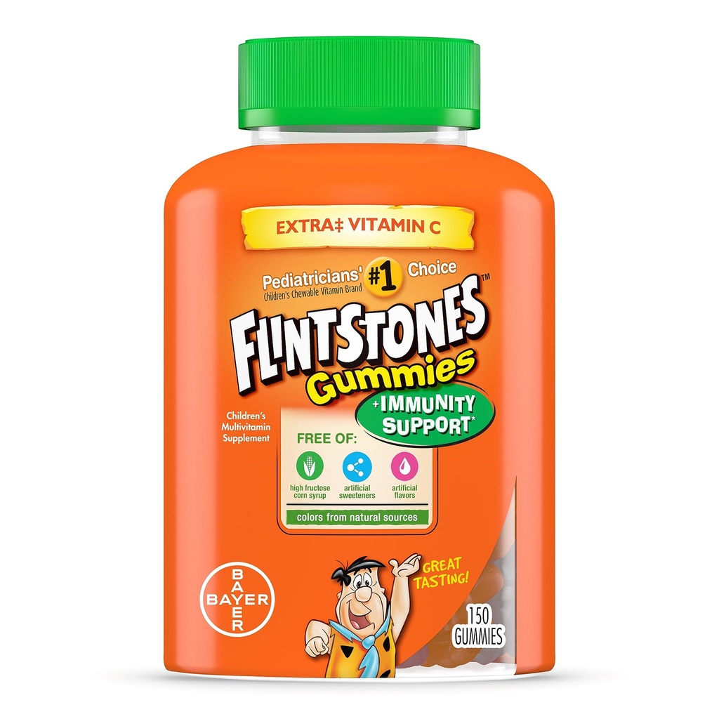 Flintstones Gummys Kids Vitamins with 豁免支持*,Kids and Toddler Multivitamin with Vitamin C, Vitamin D, B12, Zinc & more, Orange 150cmt (英语).