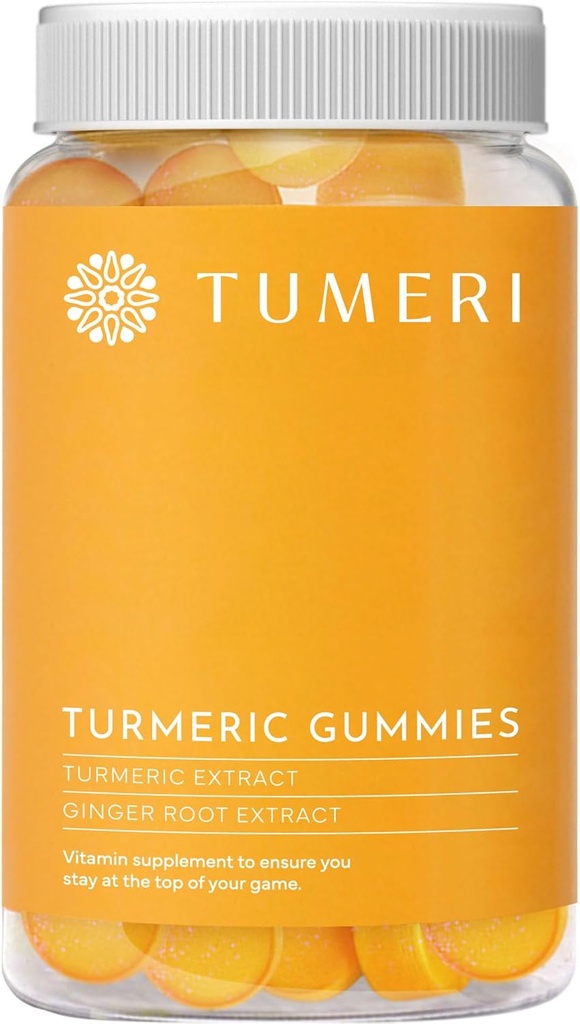 Tumeri Turmeric和Ginger Gummys – Turmeric Curcumin 联合支持补编 – 60 Counter Natural Tropical Frueled Vegan Gummys – 自然热带水果燃烧 Gummys