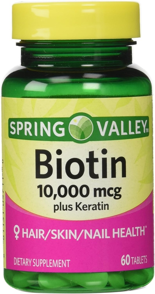 泉谷生物素补充剂,10 000 Mg,100 Mg Keratin,60平板