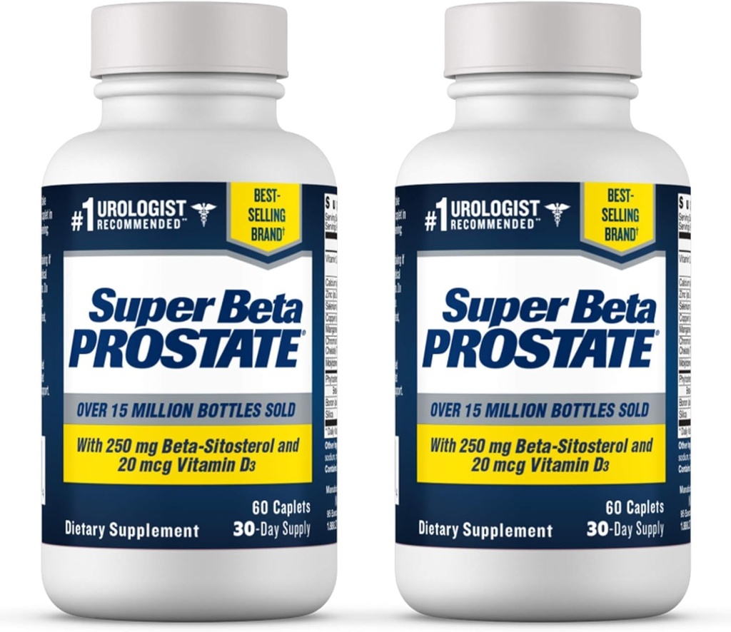 SUPER BETA PROSTAE 男子健康支助补编——减少洗手间旅行,促进睡眠,更好的Bladder空心和健康的前列腺,Beta Sitosterol——60个计数(包2)