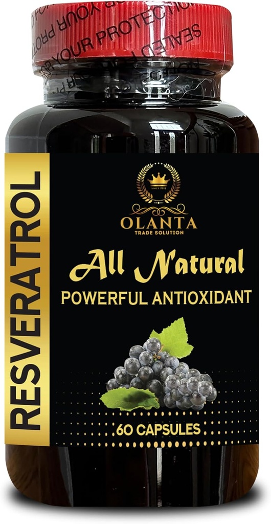 RESVERATROL Extract - Antioxidants for Immunity, Organic Energy Supplements, Trans Resveratrol Antioxidant Supplement Pills, Vitamin C Immune Support - 1 Bottle 60 Capsules
