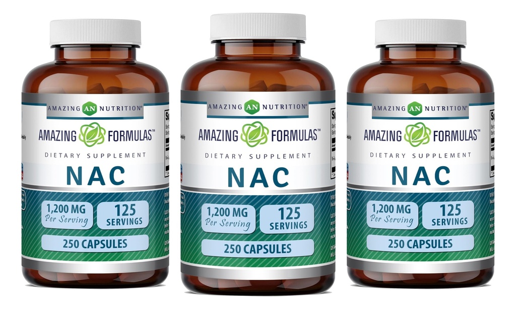 神奇的公式 NAC 600 Mg | N-Acetyl Cysteine 补编 | Capsules | N-GMO | Gluten Free | | |  USA  USA  USA(3 Pack, 250 Counter)
