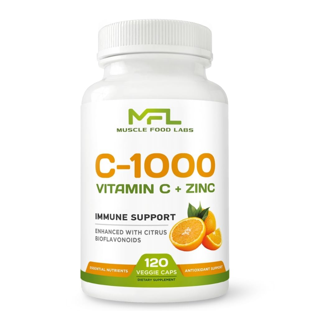 维生素C + ZINC → C - 1000 → VIT C 1000 mg → 锌 25 mg → Citrus Bioflavoids 25 mg → Non-GMO & Gluten Free → 120 Capsules
