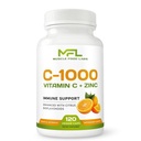 维生素C + ZINC → C - 1000 → VIT C 1000 mg → 锌 25 mg → Citrus Bioflavoids 25 mg → Non-GMO & Gluten Free → 120 Capsules