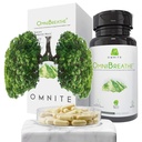 OMNIBREATHE 呼吸卫生肺补充剂,戒烟援助支持 戒烟,戒烟者用肺除毒,配有Mullein叶片提取剂,用于清除肺炎,60 Veg Capsules