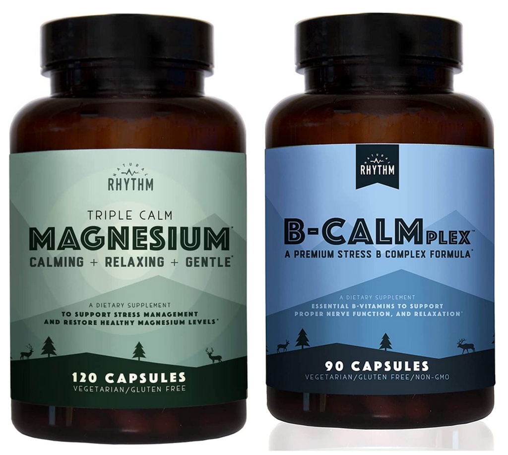 自然节奏 康定 捆绑 - 三焦 150mg 镁,120 Capsules + B-CALMplex, 独特的维生素 B 混合剂, 90 Capsules