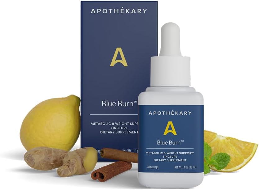 Apothékary Blue Burn Herbal 补充 草药液体滴,饮食代谢支持 补充 1.22 Fl Oz, 30 services