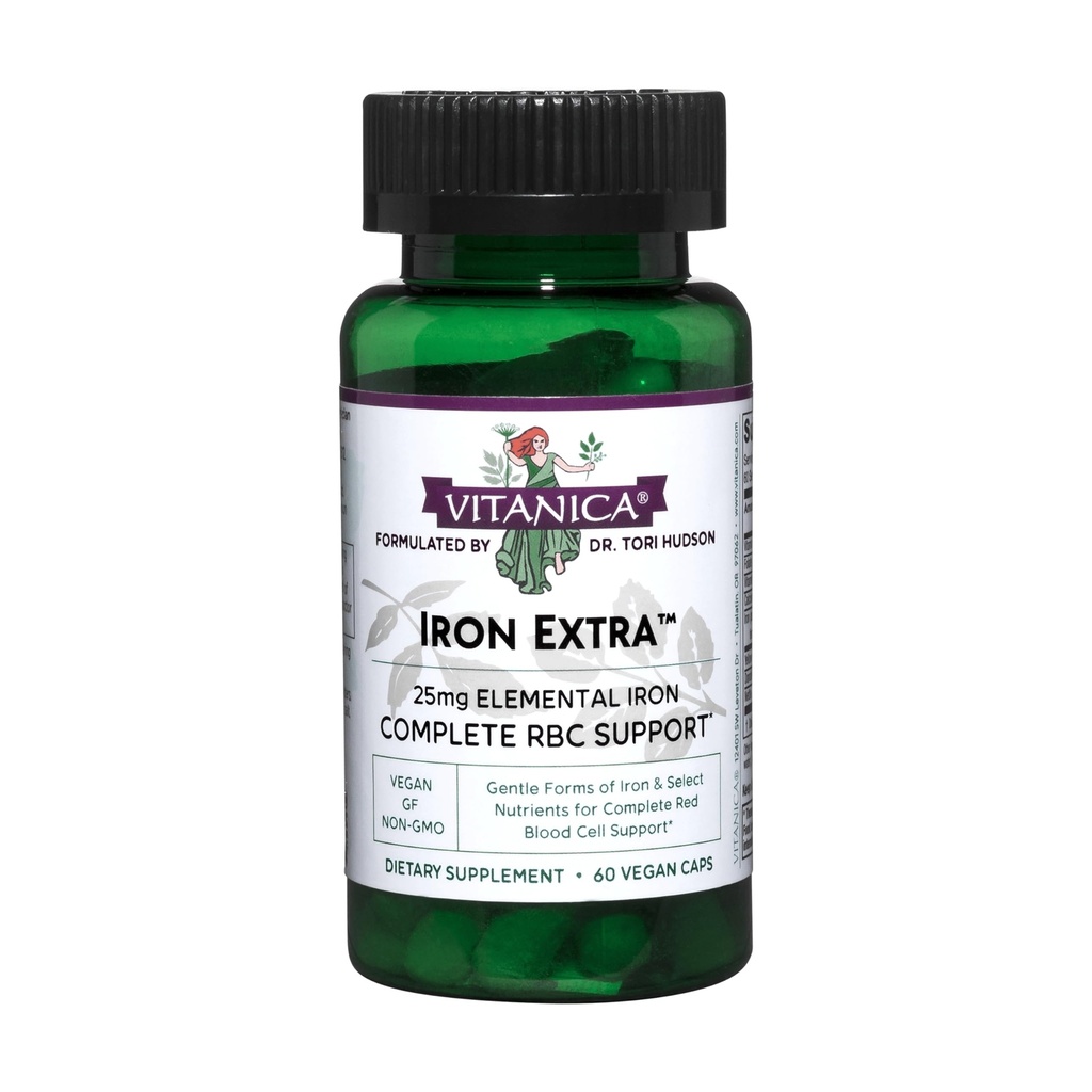 维他尼卡铁外加,铁辅增吸附维生素C500mg,甲基folate400mcg,B12维生素500mcg,钙,黄码头,丹德利翁根和Nettle Leaf提取,Vegan,60 Capsules