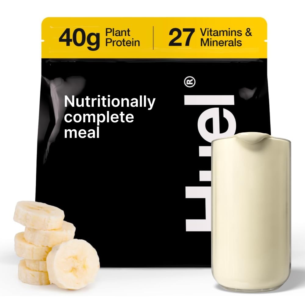 Huel Black Edition | Banana 40g Vegan Protein Powder | Nutritionally Complete Meal | 27 Vitamins and Minerals, Gluten Free | 17 Servings | Scoop not included to reduce plastic