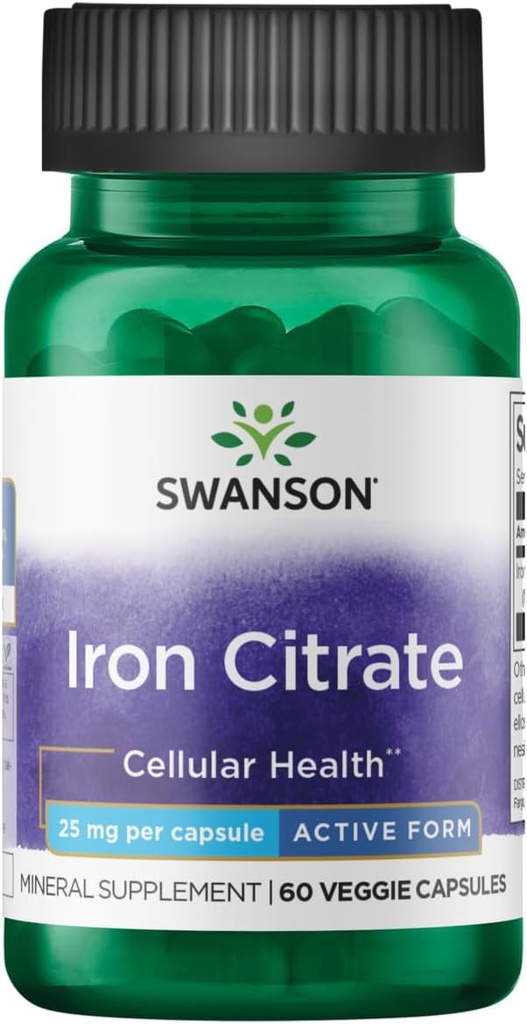 Swanson 铁计算器 25 毫克 60 Veg Capsules
