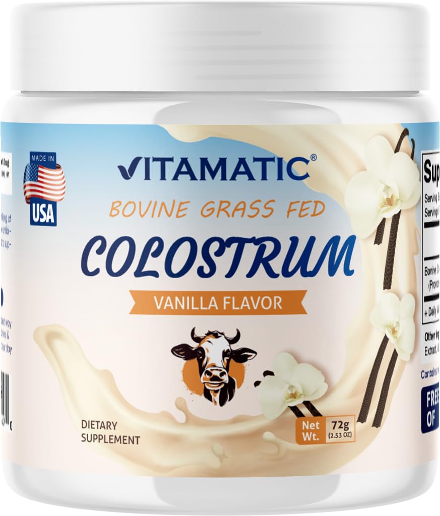 维生素Bovine Colostrum 30% IgG 粉 - 口感健康、发型生长、美容、肌肉恢复、和免疫支持补充剂 - 易于混合 - 72格拉姆(30名服务员、香草火焰)