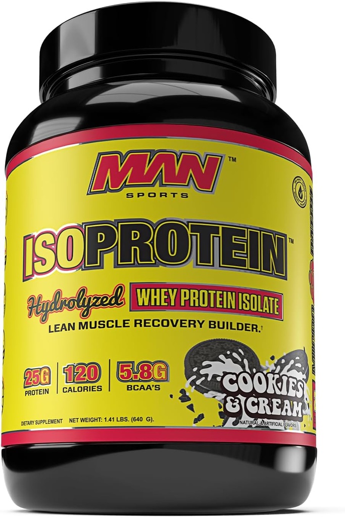 MAN Sports 新火焰 ISO-蛋白水解 100%纯Whey 蛋白质 孤立粉、饼干和奶油,1.42英镑(20天供应)