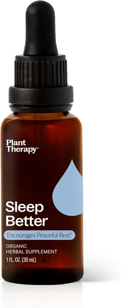 植物治疗 有机睡眠 更好的Tincture 30 mL (1 oz) 支持放松和睡眠, 帮助平息忙碌的心灵, 并配有 Chamomile, Lemon Balm & Valerian 提取器