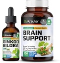 BIO KRAUTER Ginkgo Biloba Tincture 2 Fl. Oz. & Brain Support 100 Capsules (英语).