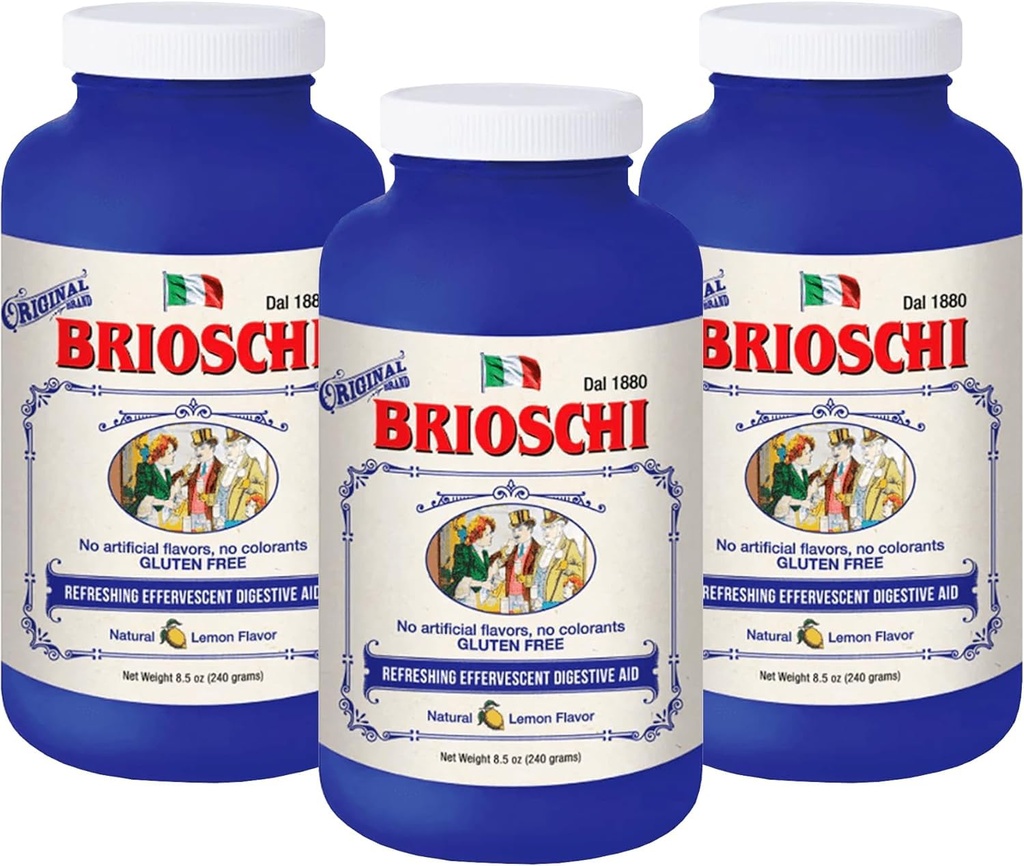 Brioschi 意大利柠檬火焰 Effervescent Heartburn, Upstet 胃,酸消化不良,8.5 oz瓶(3袋)