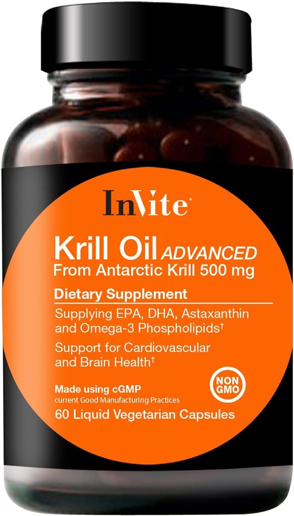 邀请健康 Krill油高级 - 支持心血管和脑健康 - 供应 EPA、DHA、Astaxanthin和Omega-3 Phospolipids - 60 Capsules (2-Pack)