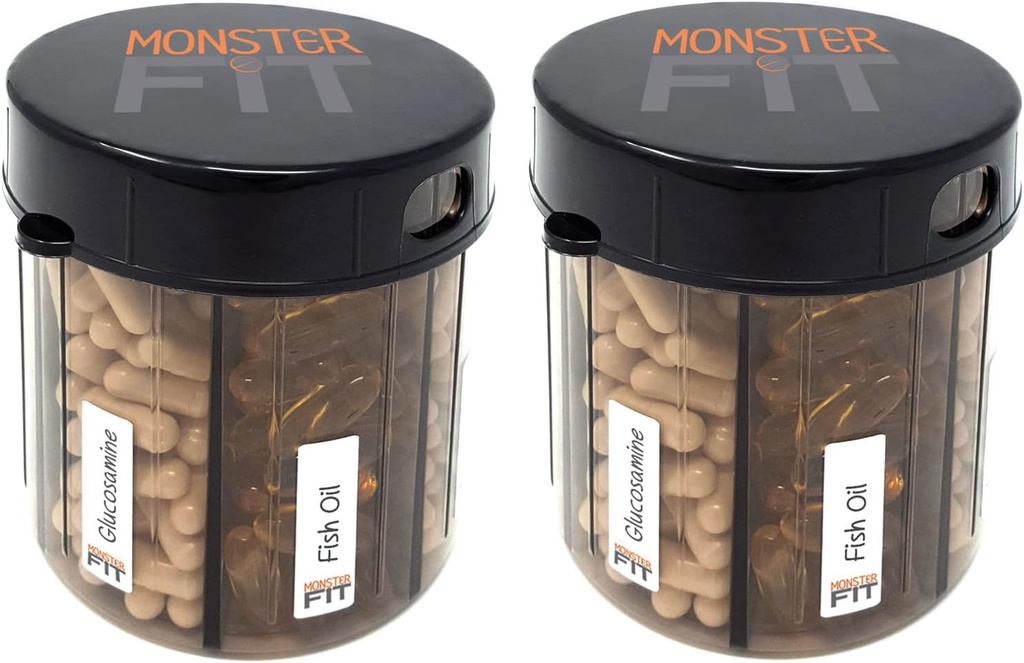 Monster 补充药剂药剂剂师,配有比较标签 - 额外大型药剂容器瓶 几乎任何补充 - 容易泄密(Monster Fit - 2 pack)