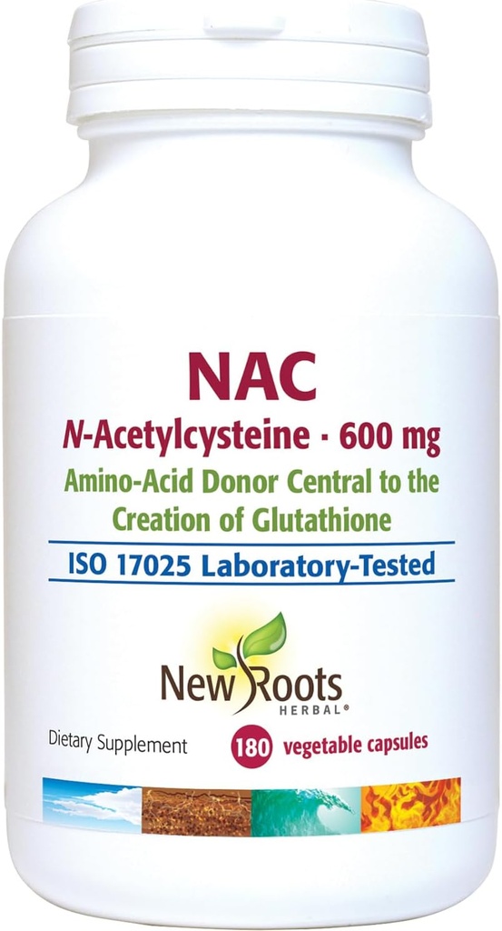 新ROOTS HERBAL NAC Supplement N-AcetylCysteine – 45天供应 – NAC 600mg – 服务 – Vegan 友好 – Non-GMO – Gluten Free (180 蔬菜罐头)