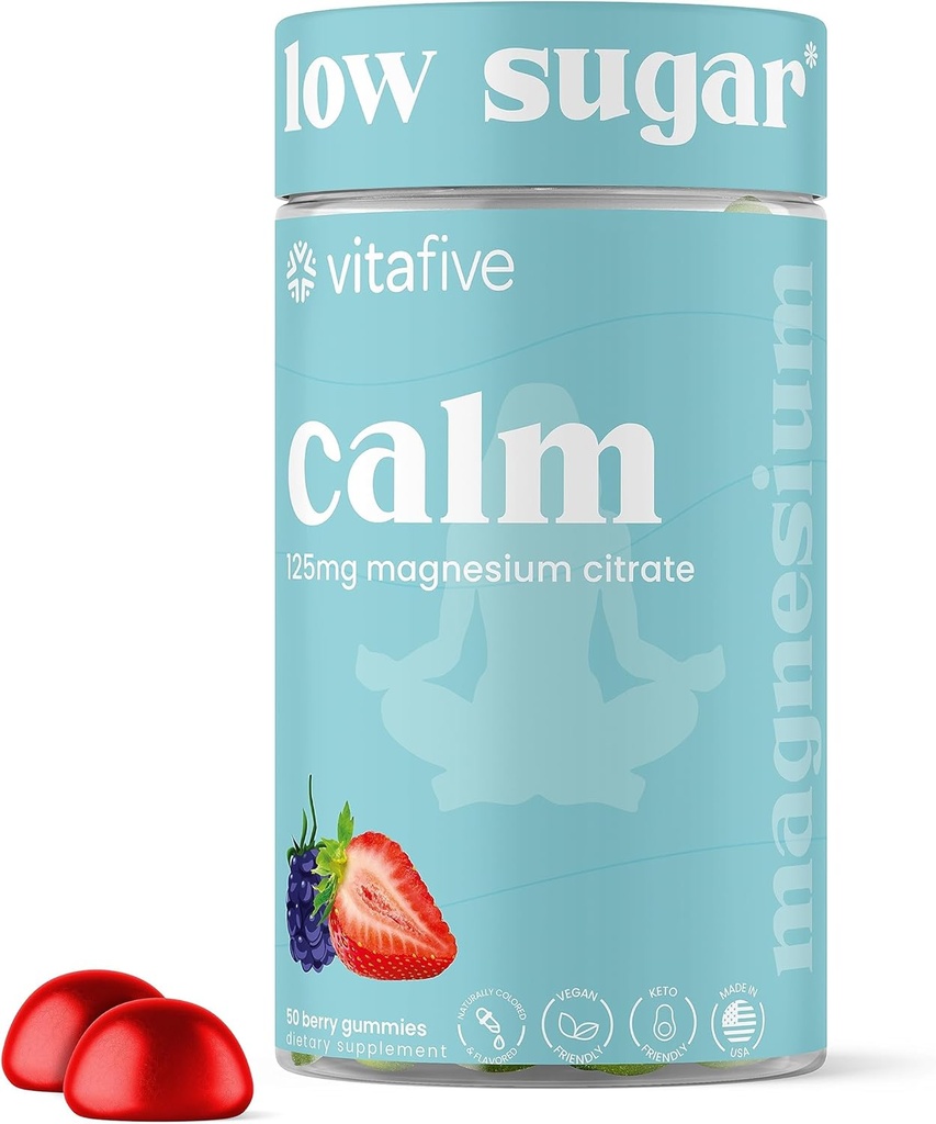 Vita5 低糖 低糖 低糖 甘油 125毫克 甘油 天然混合莓 Flavor, Vegan, Gluten Free (50 Ct)