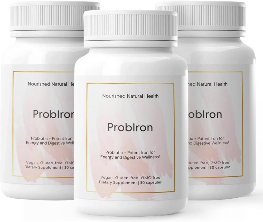 营养性自然健康 ProbIron - 女性Probiotic + 铁补充剂 辅以维生素C和铜 - Vegan 能源与消化健康公式 - 90 Capsules