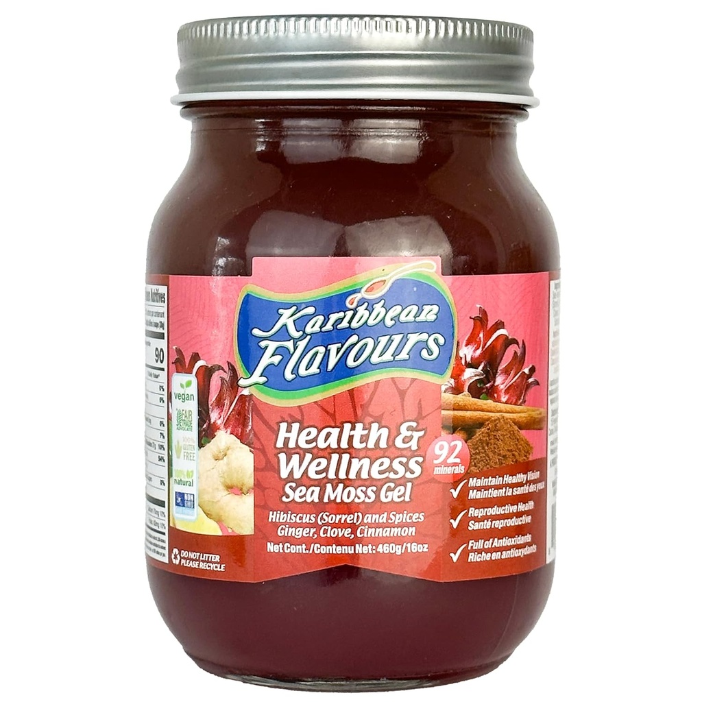 Sea Moss Gel (Sorrel Hibiscus) 16 Oz. 天然原始有机体 含有维生素和矿物 固层 道德收获