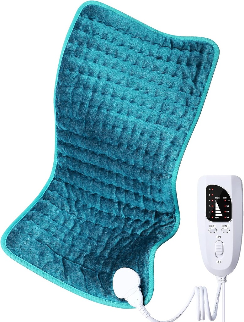 Back/Upper/Neck/Knee/Leg Pain Relief的电热垫,6个快速加热设置,自动操作,机器可洗,摩托干热选项,额外大号12"x24"