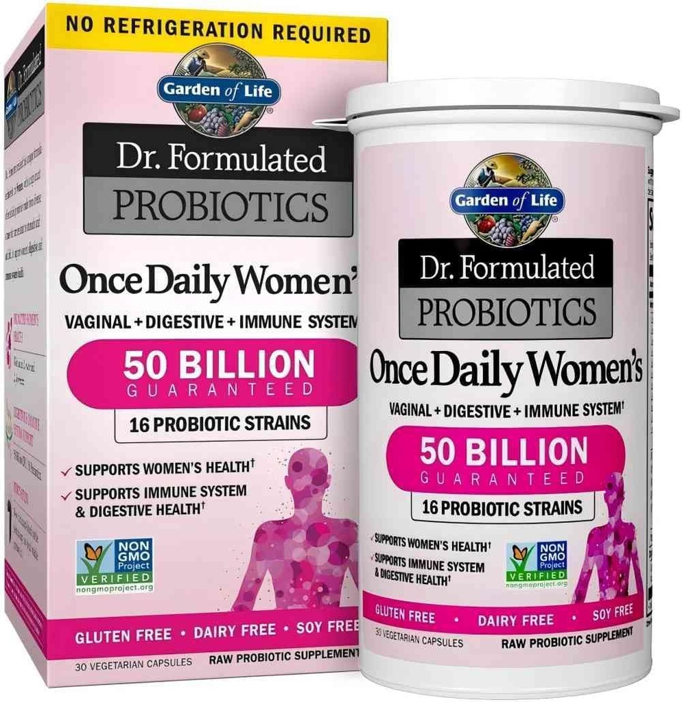 30 Capsules Once Dr. 为妇女设计了50亿CFU 16 用于消化、阴道和免疫健康、乳制品免费的有机生素