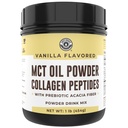 MCT Oil Powder with Acacia Fiber & Collagen Peptides – Prebiotic Collagen Protein, 10g MCTs from Coconuts, Sugar Free Keto Coffee Creamer – Grass Fed, Vanilla Flavor, Non-GMO, Gluten Free, 16 oz