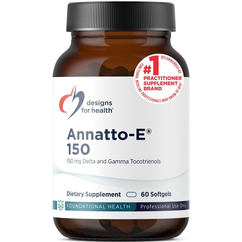 Designs for Health Annatto-E 150mg Tocotrienols - DeltaGold Vitamin E Complex Supplement with Delta + Gamma Tocotrienols - Cardiovascular, Healthy Aging + Antioxidant Support - Non-GMO (60 Softgels)