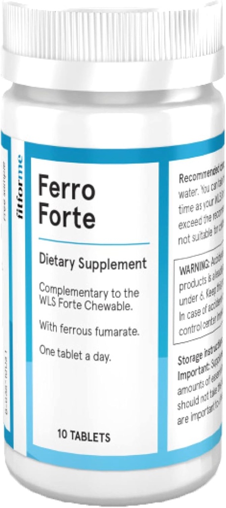 FitForMe Bariatric 多维塔明斯铁在Gastric Bypass之后的补品 - 一日一费罗福特石板 - 火铁供应10天(Forte Chewable的Iron促进器)