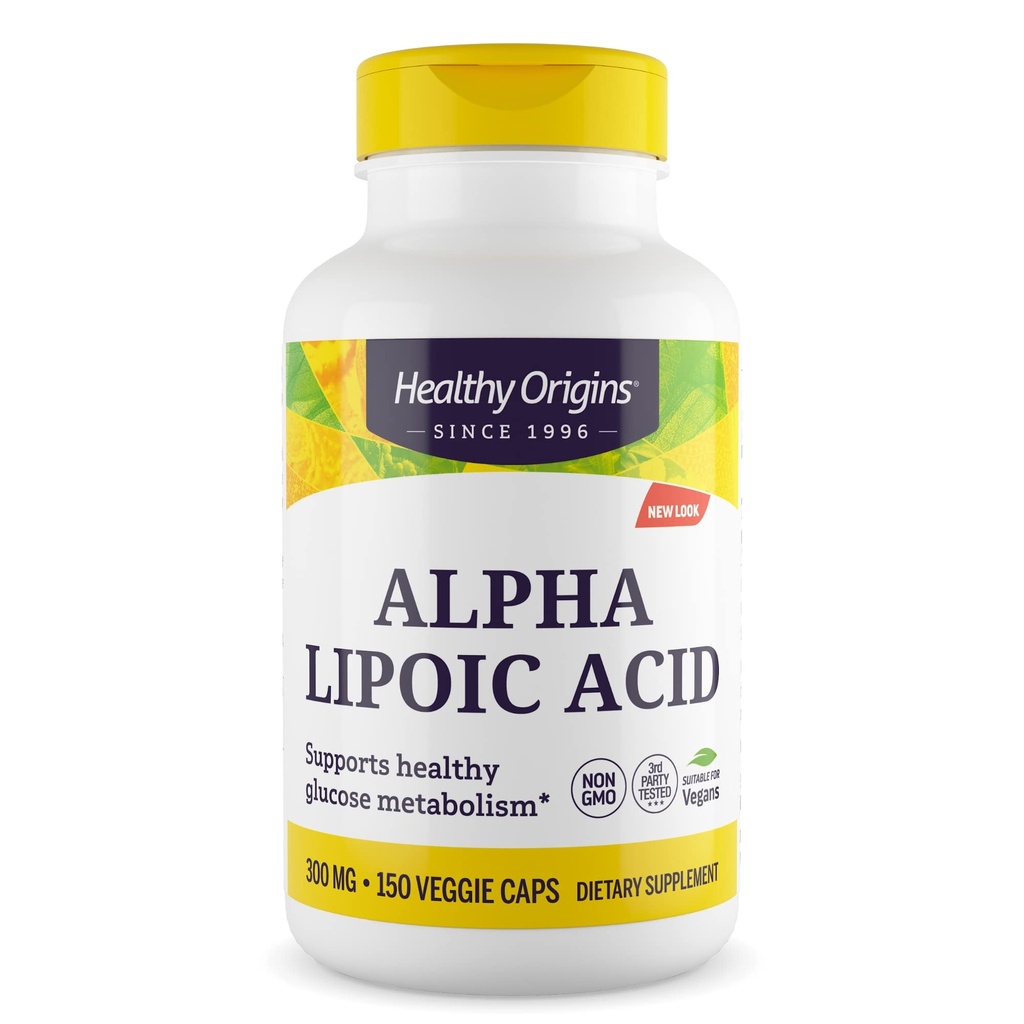 健康原产物 Alpha Lipoic Acid, 300 mg - Alpha Lipoic Acid 补充剂 - 抗氧化剂支持剂 - 无糖物质补充剂 - 150 Veggie Capsules