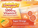 Emergen-C 1000mg 维他命C粉用于每日免疫支持咖啡因 免费维他命C 配有锌和曼干内塞,B维他命和电解质,超级橙色火焰 - 30个计数