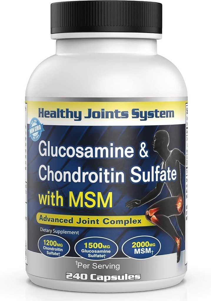 使用 Glucosamine, Chondroitin & MSM 的高级移动性和灵活性支持公式 – 240 Capsules for Active Lifetys & Daily Wellness