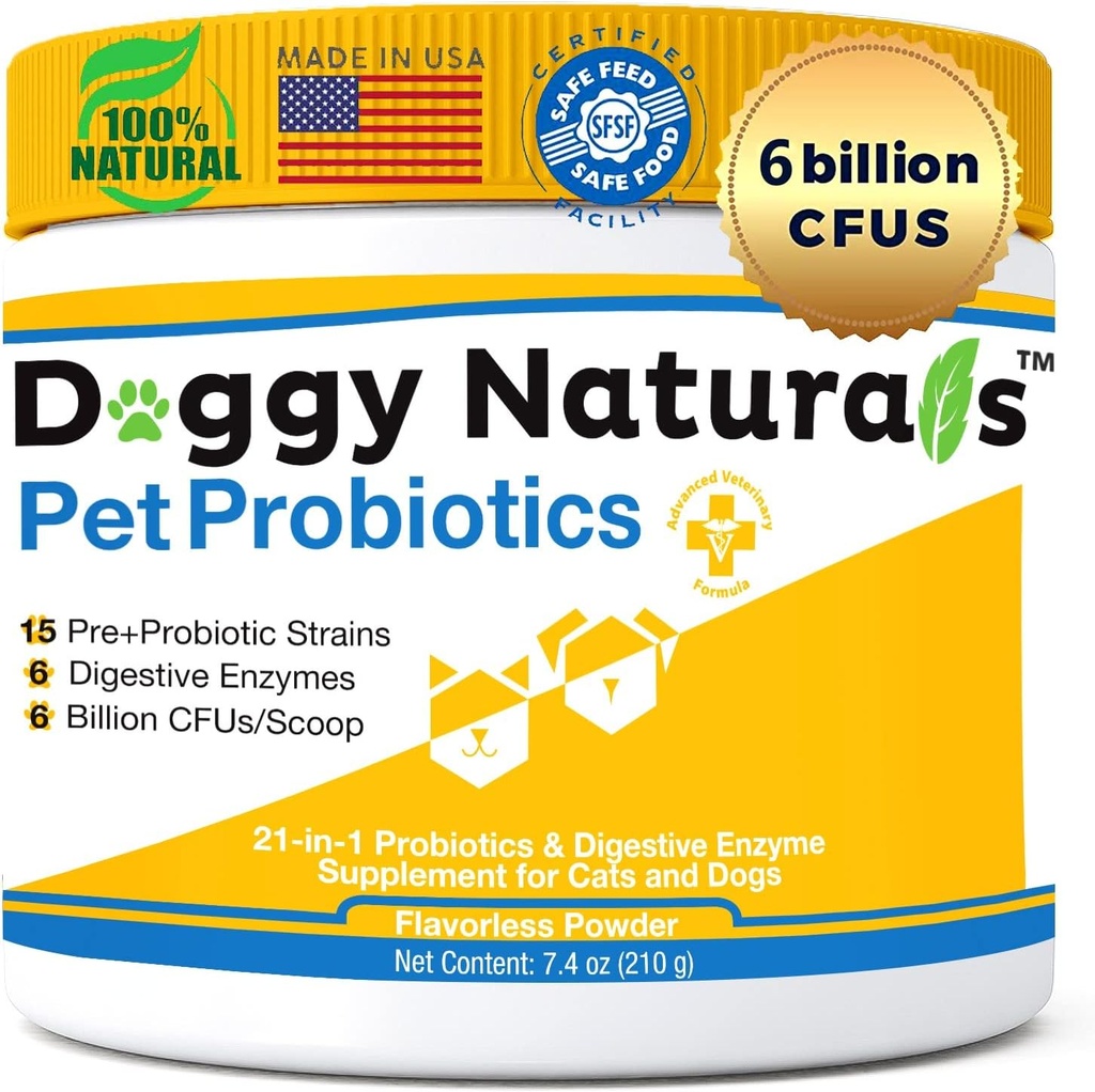 狗和猫的抗生素 - Max-Strength 配有 15 Strains Pre & Probiotics 消化性健康,增量和维护适当的Gut Flora(在美国) 7.4 Oz (6亿 CMU Per Scoop)