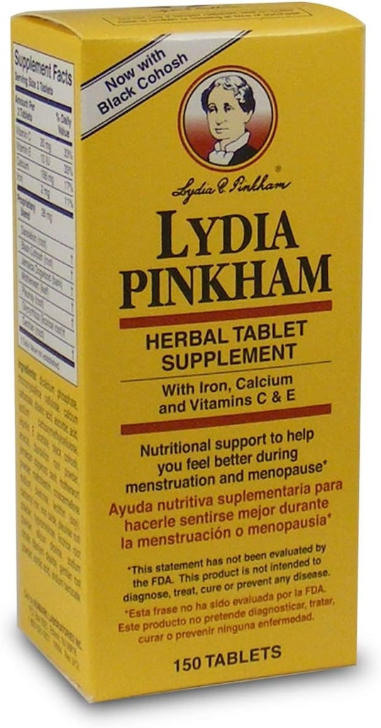 Lydia Pinkham Herbal 月经和绝经支助补充片,150个