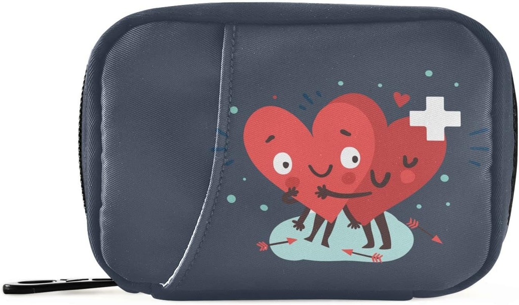 Naanle Pill 组织者心脏 与交叉药盒 7日药盒 包 旅行药盒组织者袋 与Zipper Portable Weekly Case Control 大小 维生素补充持有者