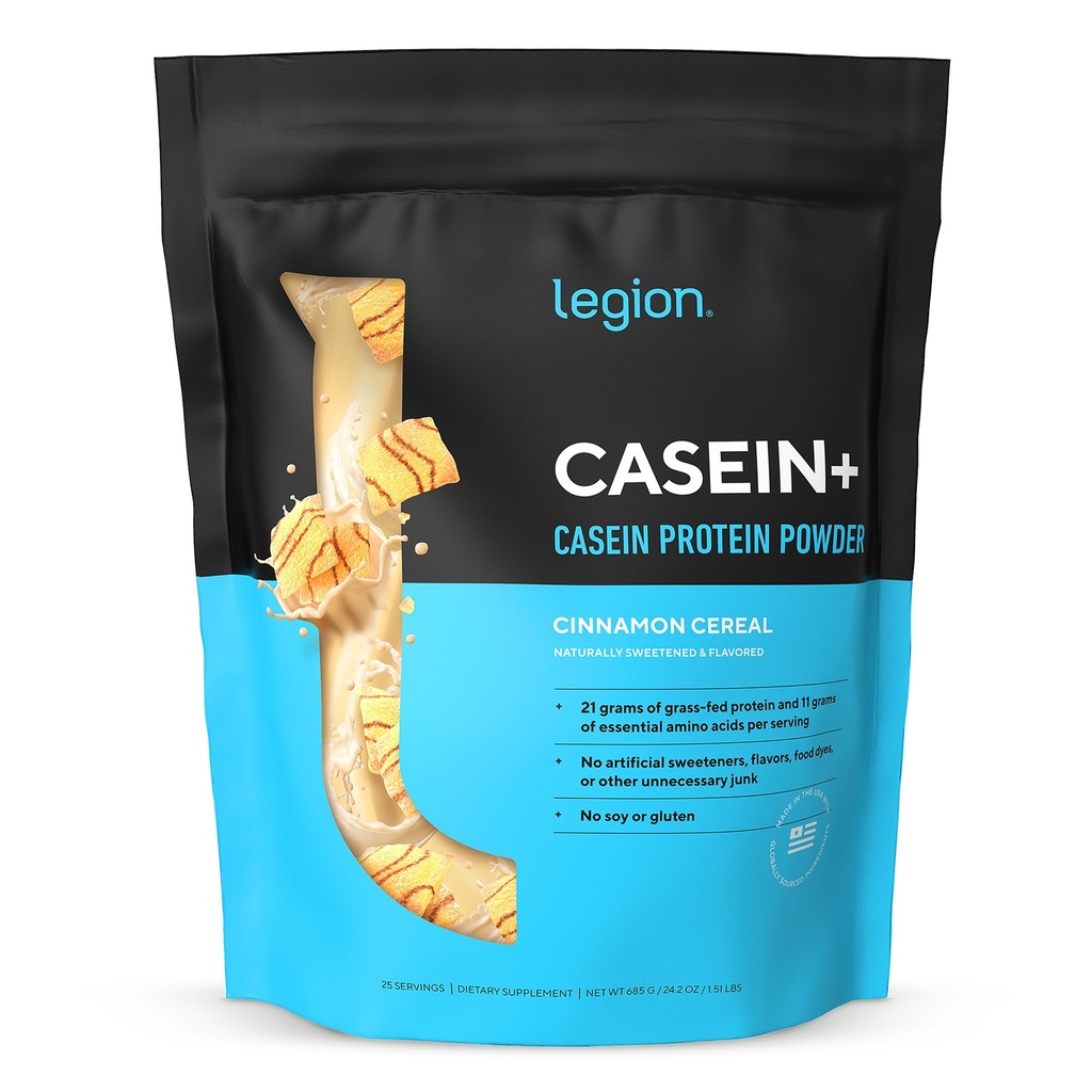 LEGION Casein+ Casein 蛋白粉(肉桂) - 慢释 Micellar 蛋白粉 - 非GMO,Gluten-Free & Naturally Sweeted Power from Grass-Fed Cows (Cinnamon Cereal) - 慢释 Micellar 蛋白粉 - 非GMO,Gluten-Free & 天然甜化的粉