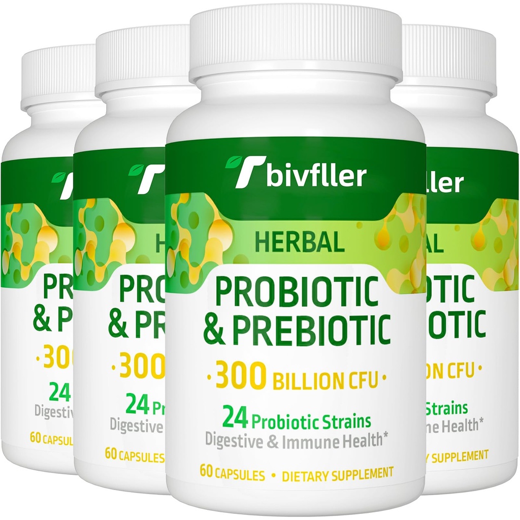 女性的抗生素 -- -- 300亿 CMU, 24 Strains Probiotic+15 有机草药 预生素 混合剂 预生素和亲生素,用于消化性健康,Imune & Gut, 腹泻, Bloating, Vegan, 8个月供应