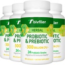 女性的抗生素 -- -- 300亿 CMU, 24 Strains Probiotic+15 有机草药 预生素 混合剂 预生素和亲生素,用于消化性健康,Imune & Gut, 腹泻, Bloating, Vegan, 8个月供应