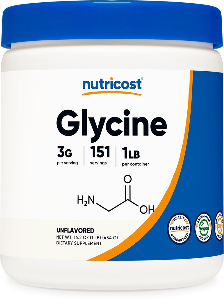 Glycine Powder 1lb - 非GMO,无胶体