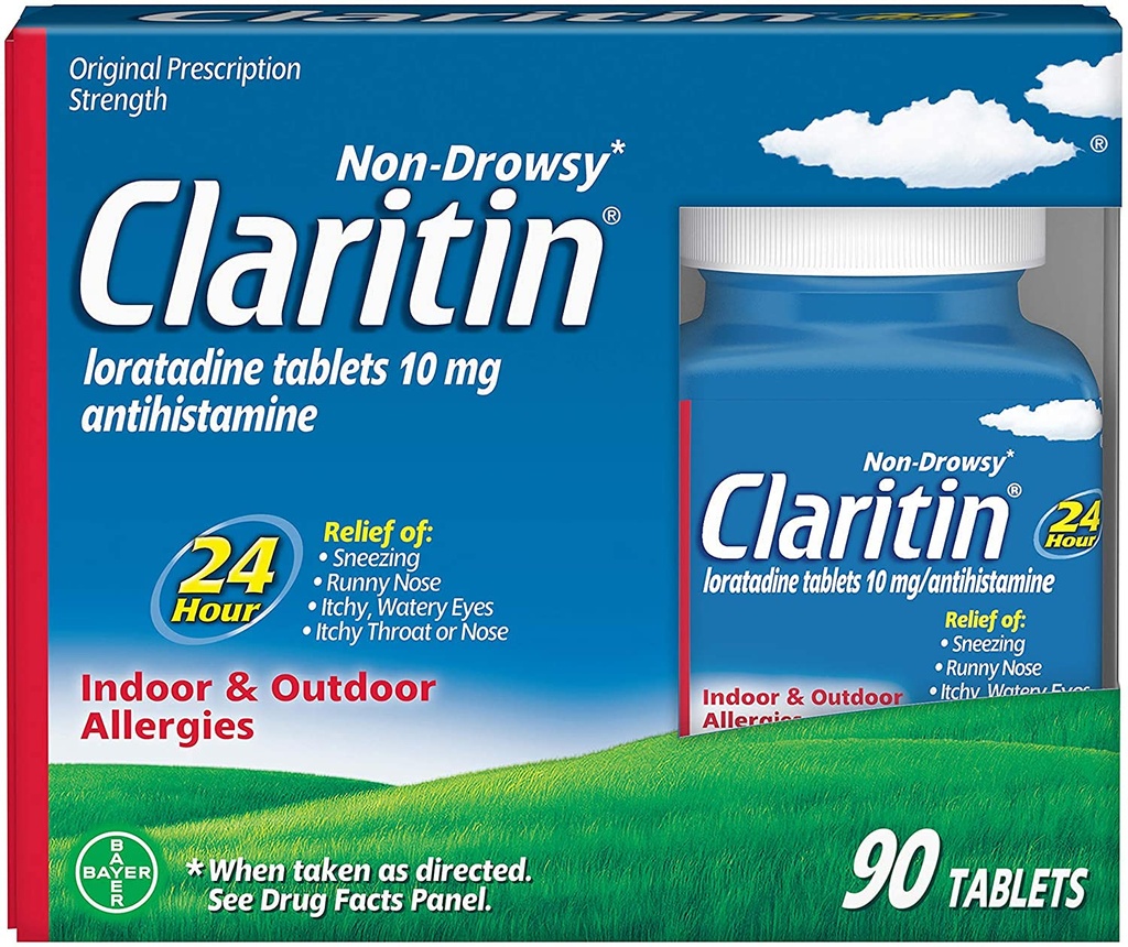 Claritin室内和室外过敏救济,90表