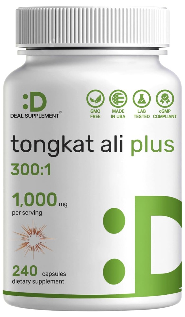 Tongkat Ali 摘录 300:1 与 Horny Goat Weed 1,100mg – Indonesian Longjack Eurycoma Longifolia Root – 能源的超强草药补充剂