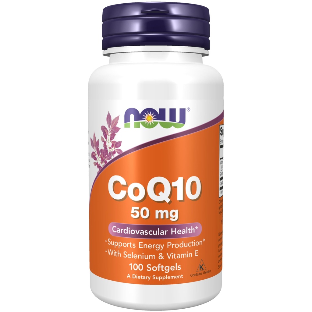 NOW 补充品,CoQ10 50 mg, 药品级, 发酵产生的全转式, 100 软胶